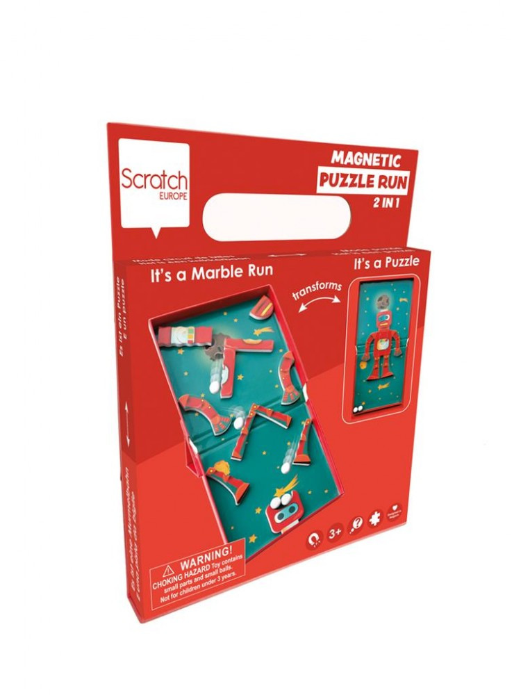 2 az 1-ben mágneses puzzle és golyófuttató játék, robotos Scratch Europe - Image 2